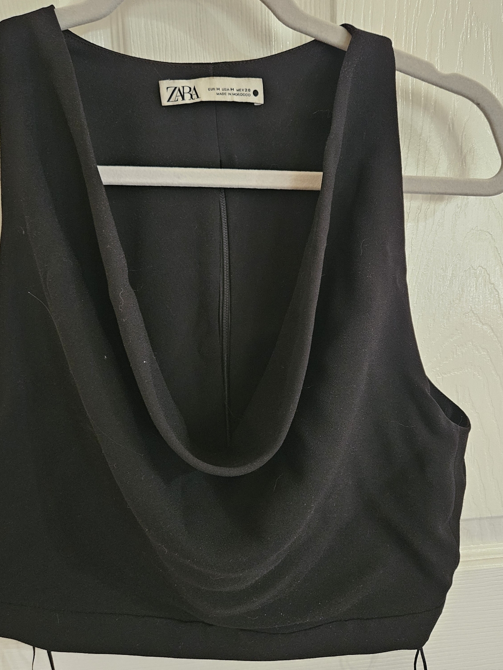 Zara Black Draped Cowl Crop Top